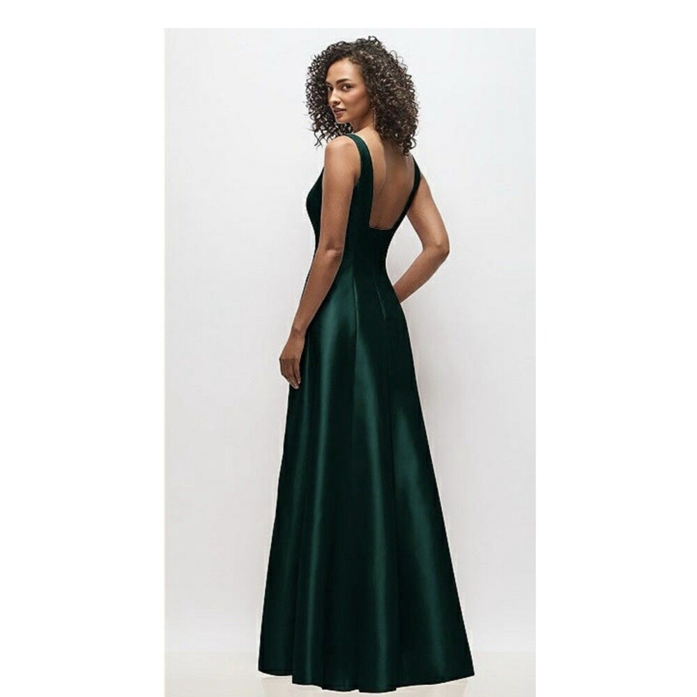 Alfred Sung Satin Square Neck Princess Line Gown Size 14 - Picture 2 of 9